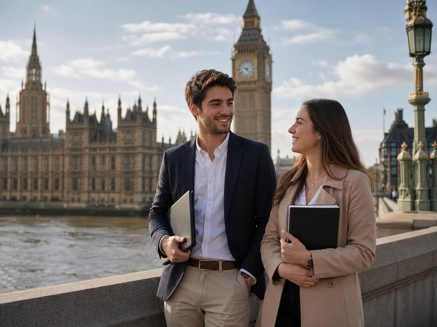 dos estudiantes de posgrado caminando en Londres