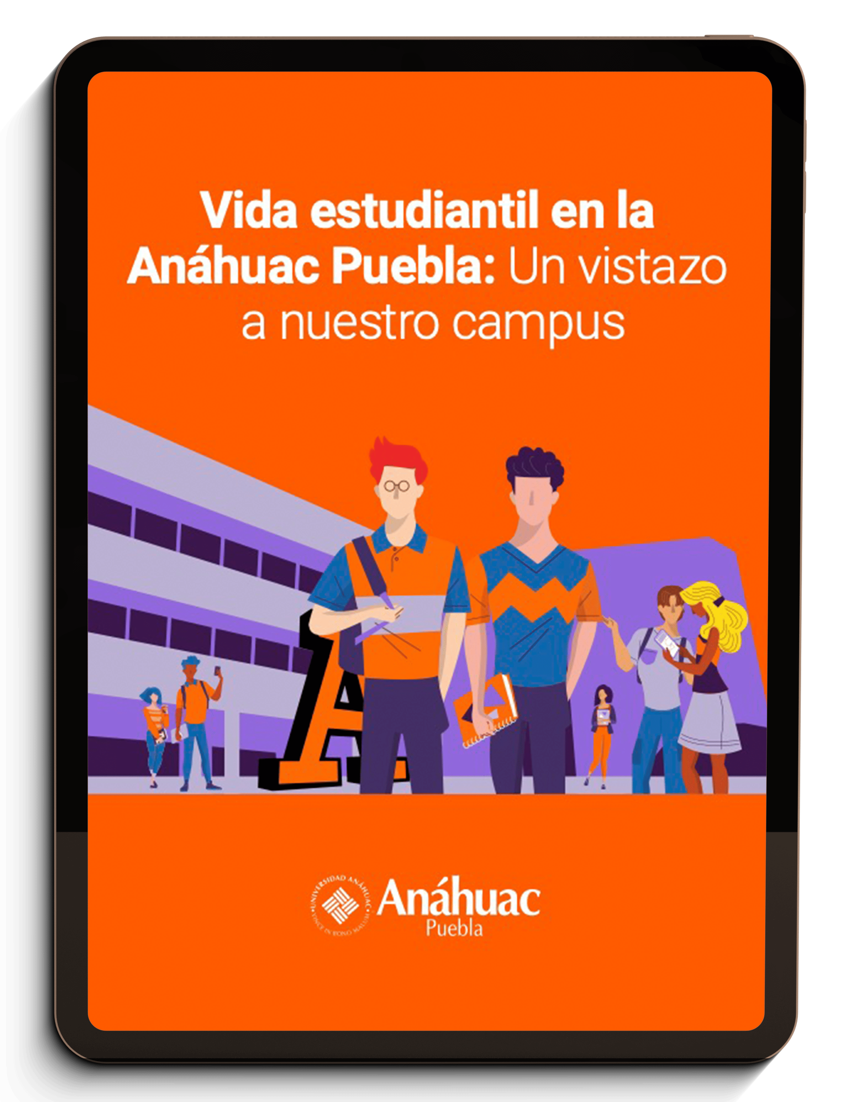 mockup tablet con portada de ebook de vida estudiantil 