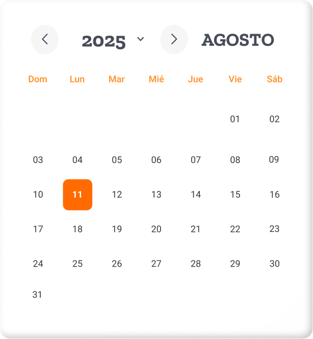 Calendario de agosto con fecha de inicio de semestre destacada